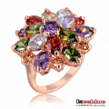 Multicolor Cubic Zirconia Flower Women Wedding Ring (Ri-Hq0365-B)